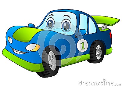 Cartoon sport blue car Vector Illustration