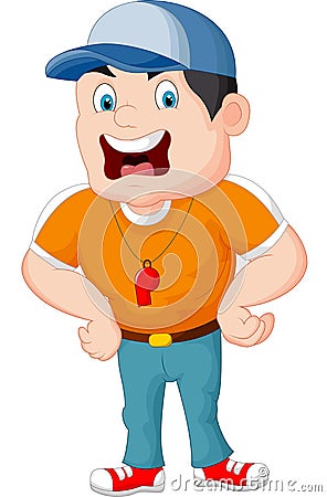 Cartoon sport coach yelling Vector Illustration