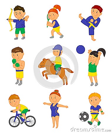 Cartoon sport kids. Vector illustration for 2016 brazil olympic game Vector Illustration