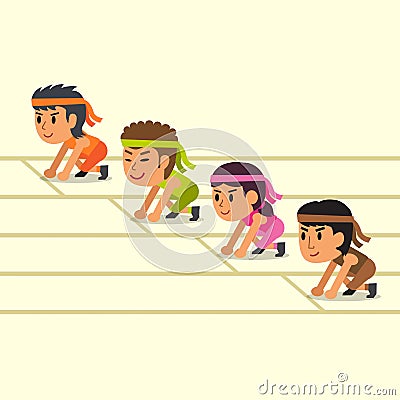 Cartoon sport people ready to run Vector Illustration