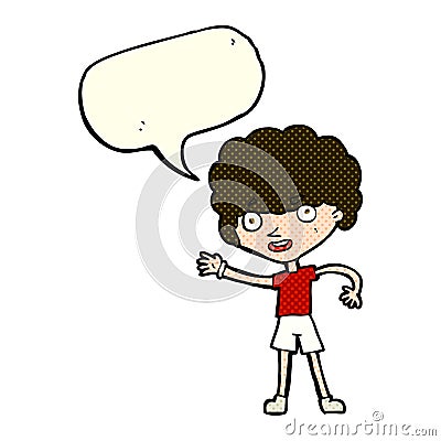 cartoon sporty person with speech bubble Stock Photo