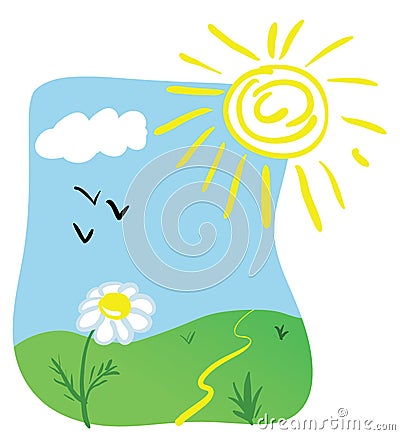 Cartoon spring illustration Vector Illustration