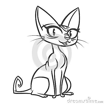 Cartoon spynx cat outlined. Vector illustration of sphinx cat for coloring book Vector Illustration