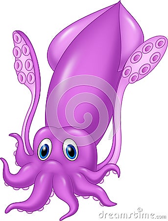Cartoon squid isolated on white background Vector Illustration