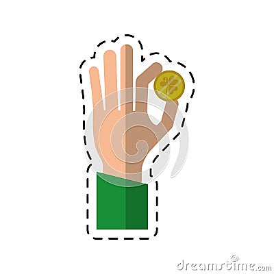 Cartoon st patricks day hand holding coin clover Vector Illustration