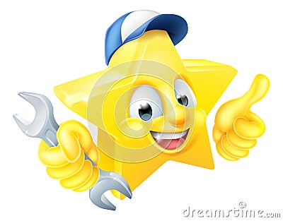 Cartoon Star Plumber or Mechanic Vector Illustration