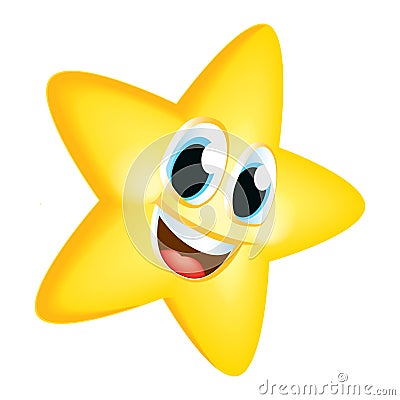 Cartoon Star Smile Emoji Cute Mascot Reach Raise Vector Vector Illustration