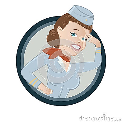 Cartoon Stewardess Vector Illustration