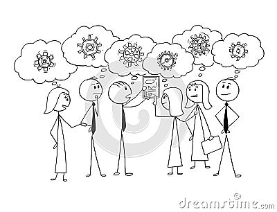 Cartoon of Business Team Working Together to Find Problem Solution Vector Illustration