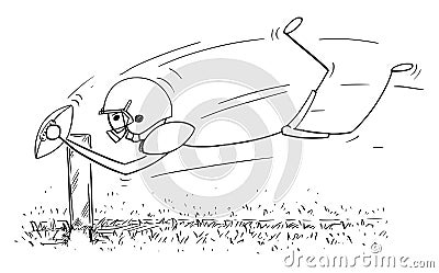 Cartoon of American Football Touchdown Catch Vector Illustration