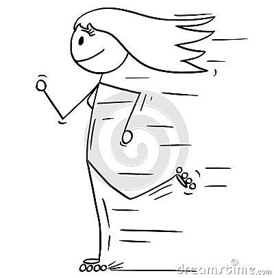 Cartoon of Inline Roller Skating Woman or Girl Vector Illustration