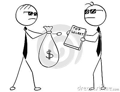 Cartoon Illustration of Two Agents Spies Business Men Selling Vector Illustration