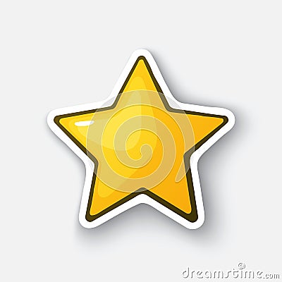 Cartoon sticker with gold star Vector Illustration