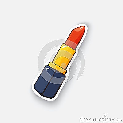 Cartoon sticker red lipstick Vector Illustration