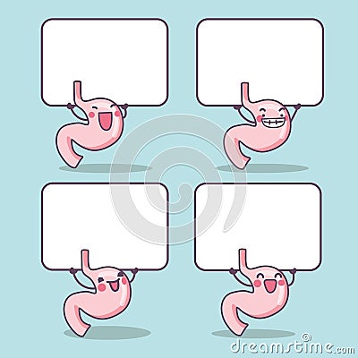 Cartoon stomach with blank billboard Vector Illustration