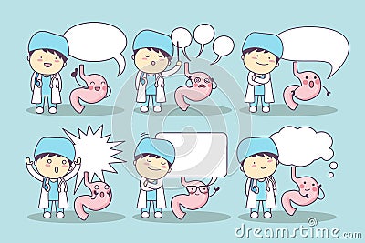 Cartoon stomach and doctor Vector Illustration