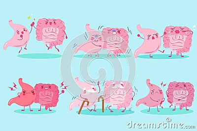 Cartoon stomach and intestine Vector Illustration