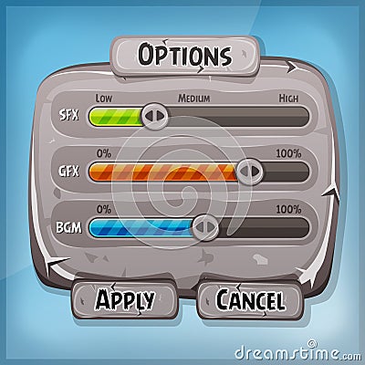 Cartoon Stone Control Panel For Ui Game Vector Illustration