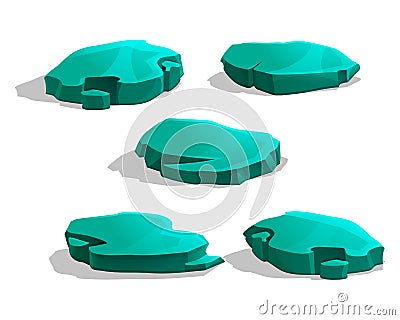 Cartoon stones in isometric style. Vector Illustration