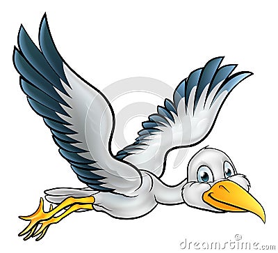 Cartoon Stork Bird Vector Illustration