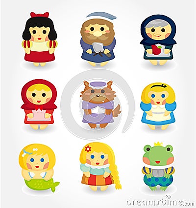 Cartoon story people icon set Vector Illustration