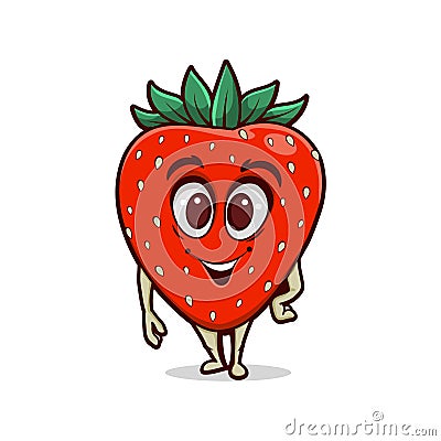 Funny cartoon strawberry Vector Illustration