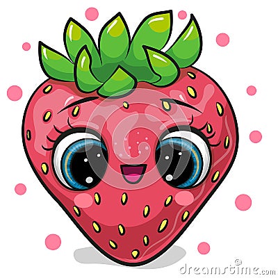 Cartoon Strawberry isolated on a white background Vector Illustration