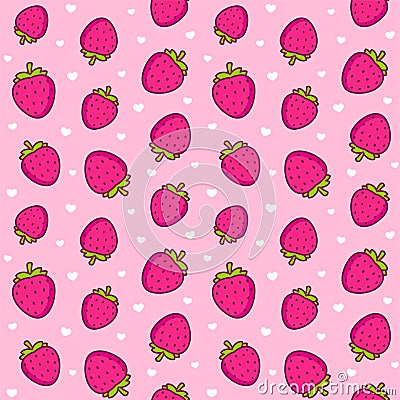 Cartoon strawberry pattern Vector Illustration