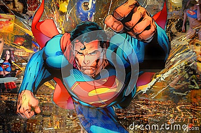 Cartoon street art Superman Editorial Stock Photo