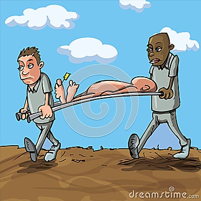 Cartoon stretcher bearers Vector Illustration