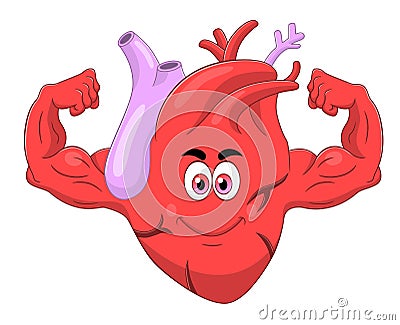 Cartoon strong heart Vector Illustration