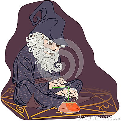 Cartoon style Alchemist Vector Illustration