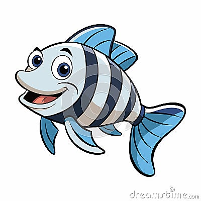 A Cartoon Style Colorful Zebrafish. Best for Story Book and T-Shirt Design Vector Illustration