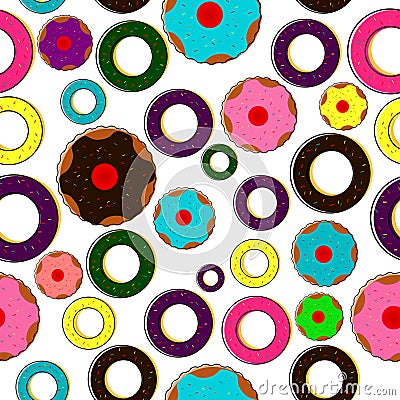 Cartoon style donut and cup cake on white background Stock Photo