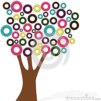 Cartoon style donut tree on white background Stock Photo