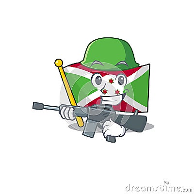 A cartoon style of flag burundi Army with machine gun Vector Illustration