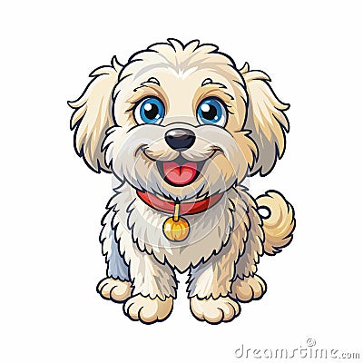 A Cartoon Style Funny Bichon Frise Isolated on a White Background Vector Illustration
