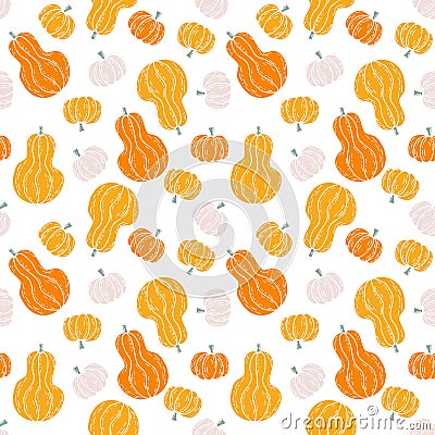 Cartoon style Halloween seamless pattern of multicolored pumpkins Cartoon Illustration