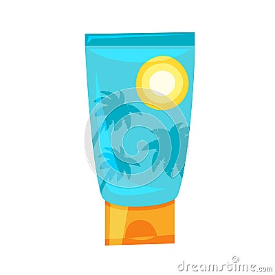 Cartoon style illustration of sunblock tube. Vector Illustration