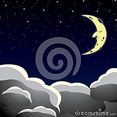 Cartoon style night sky Vector Illustration