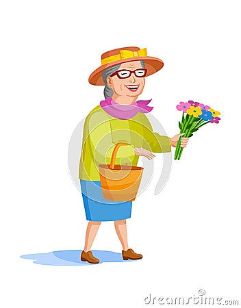 Cartoon style old woman Stock Photo