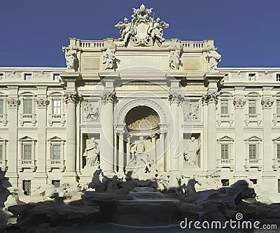 Cartoon style picture of baroque Trevi fountain in the center of Rome. Stock Photo