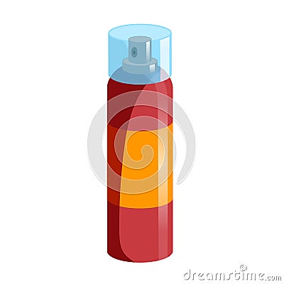 Cartoon style simple gradient hair spray fixation icon. Closed red bottle with transparent. Hair care and styling accessory Vector Illustration