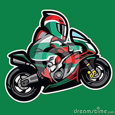 Cartoon style of sportbike Wheelie Vector Illustration
