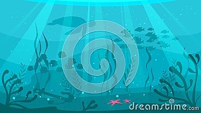 cartoon style underwater background Vector Illustration