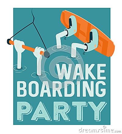 Wake boarding lessons poster Vector Illustration