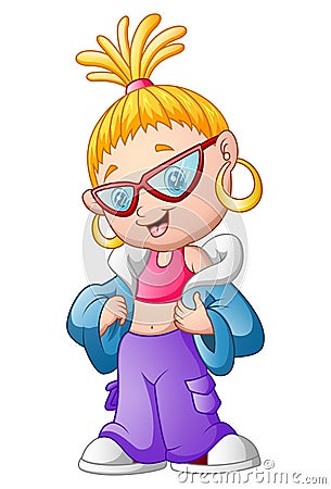 Cartoon stylish blonde girl Vector Illustration