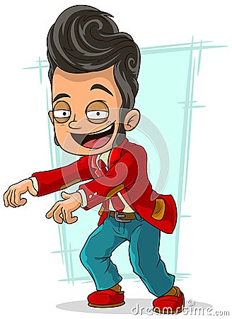 Cartoon stylish dancer in red jacket Vector Illustration