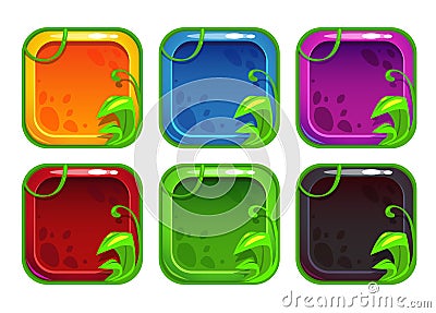 Cartoon stylized app icons with nature elements Stock Photo