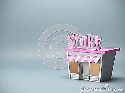 Cartoon stylized green white color store.. 3d render Cartoon Illustration